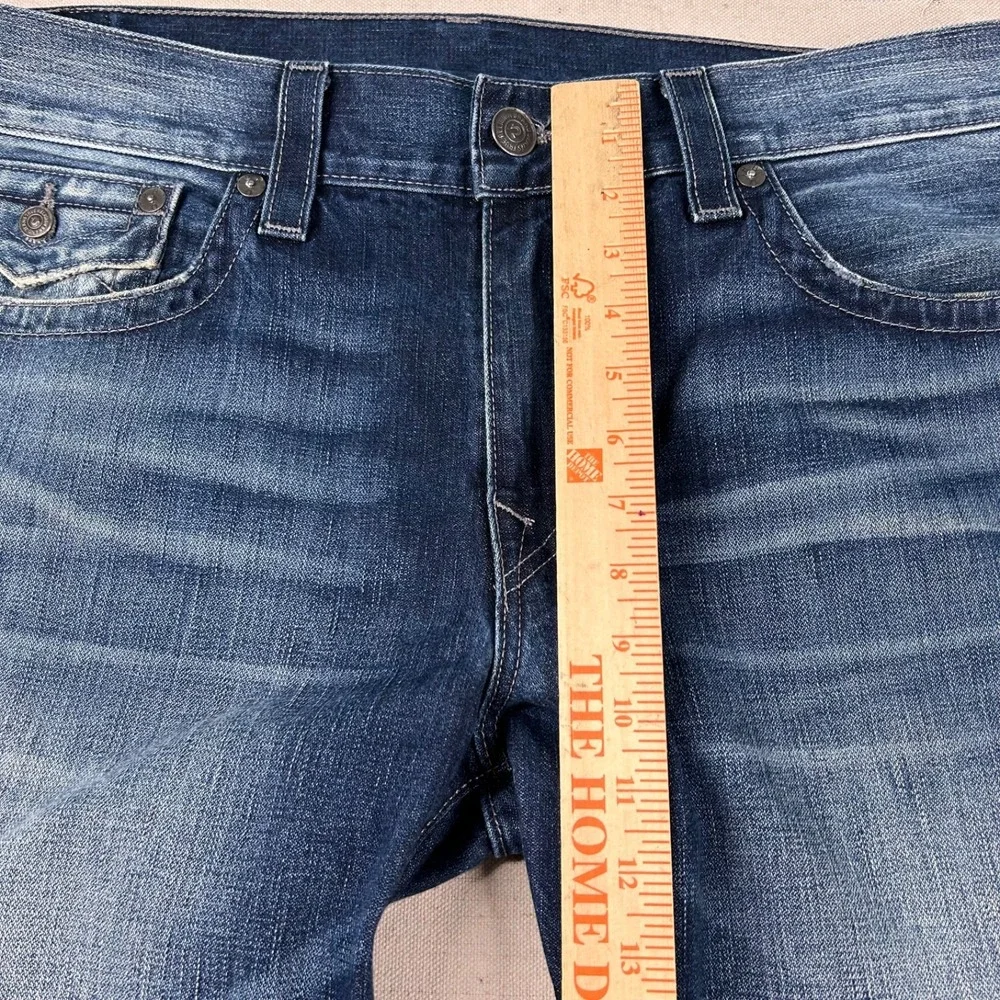 True Religion Ricky Jeans Mens 38 (fits 39x34) Relaxed Straight Flaps Embossed